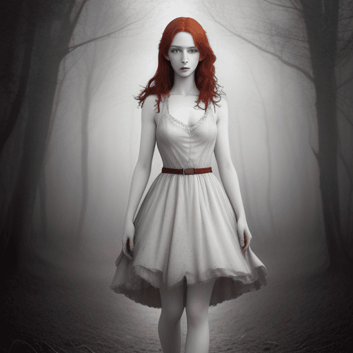 AI generated: Red hair, blue eyes, freckle face, pale skin, beautiful charismatic girl, interesting shapes, full b...