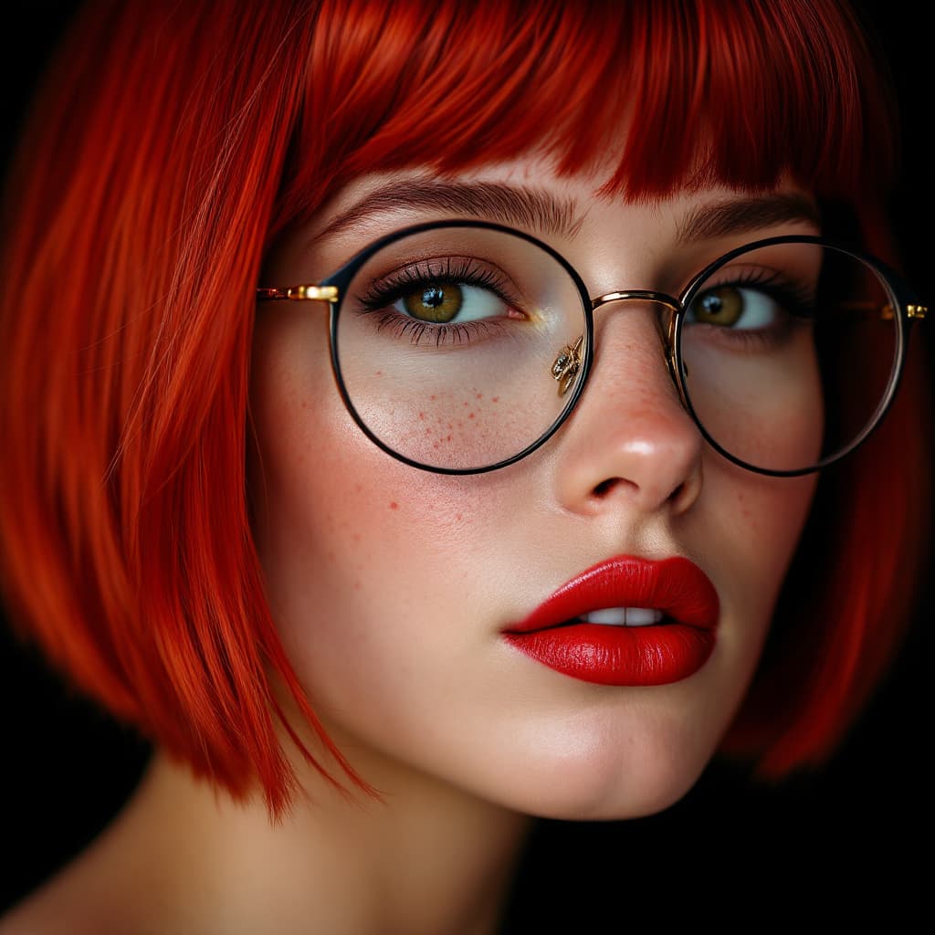 AI generated: Close-up portrait of a woman from Scotland, the woman has a modern style, hair reaching the level of...