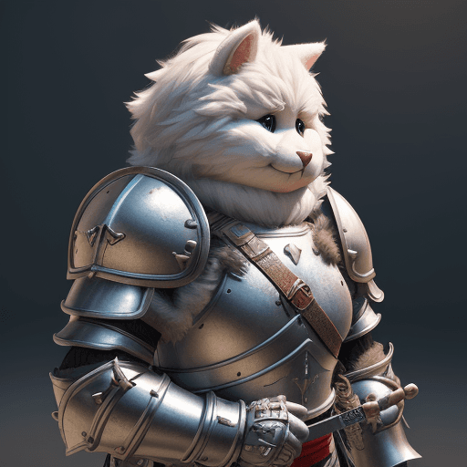 AI generated: super cute fluffy dummy warrior in armor, photorealistic, 4K, ultra detailed, vray rendering, unreal...