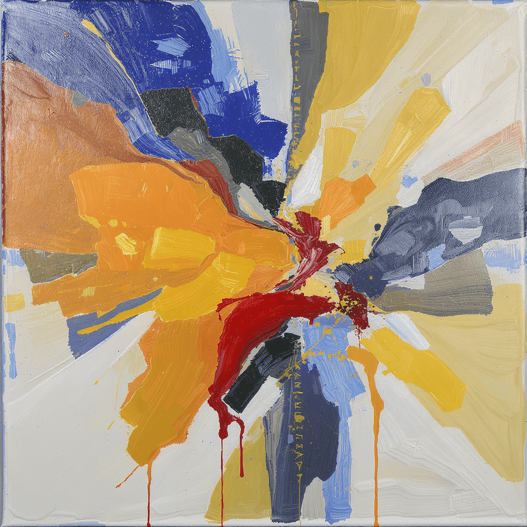 AI generated: Create an abstract artwork that looks like something a human would make. The artwork itself should h...