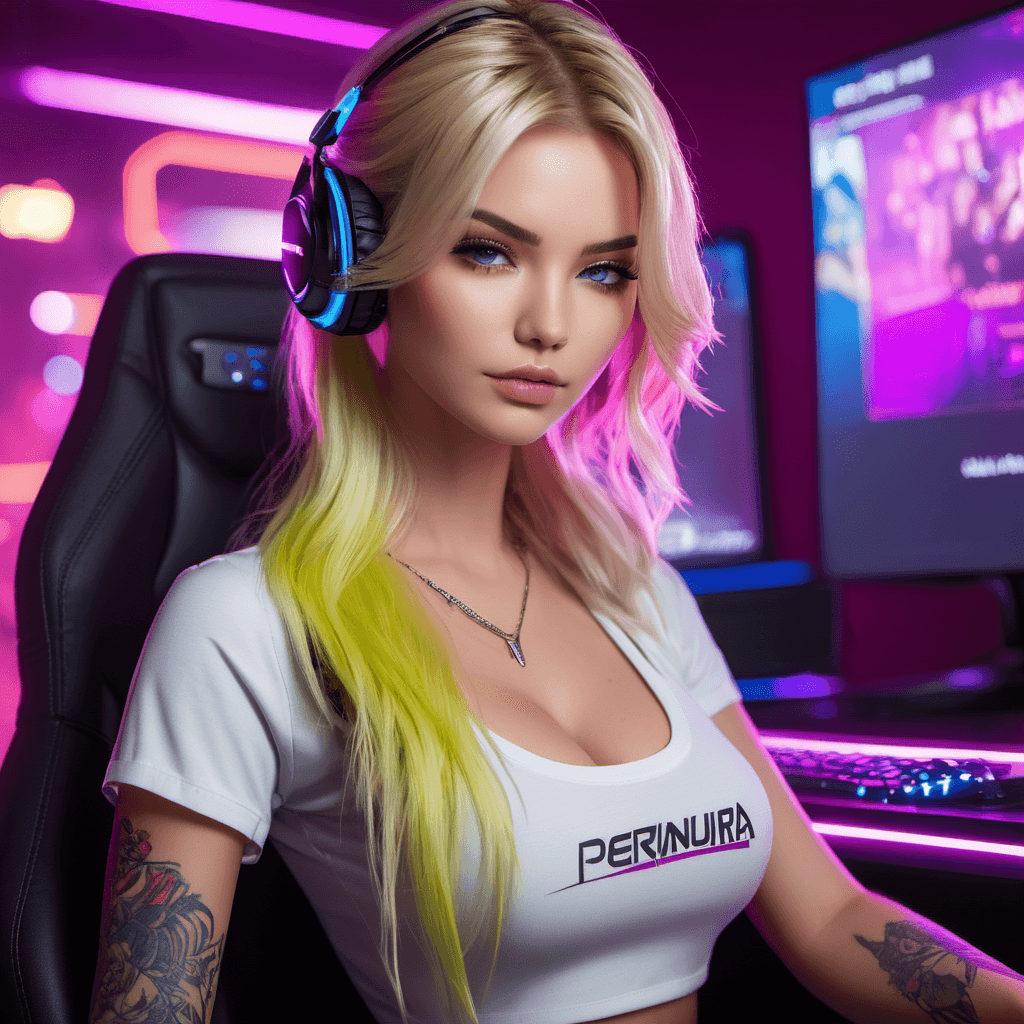 AI generated: amazingly detailed, masterpiece, ultra hd, full body, dynamic angle, beautiful girl, computer gamer,...