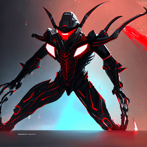 AI generated: make centipede as a superhero wearing exo suit, centipede element, red and black color, highly detai...