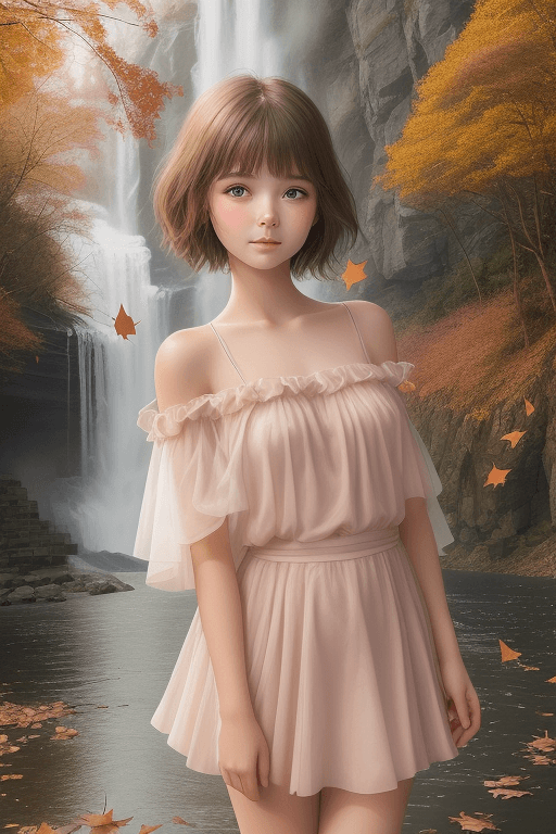 AI generated: an angel girl with delicate skin and a slight blush is very glad to meet you, the background of the ...