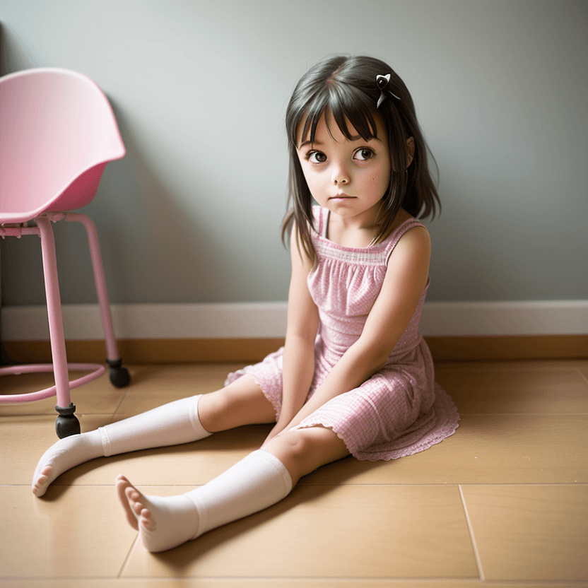 AI generated: 6 year old girl sitting on the floor, 
