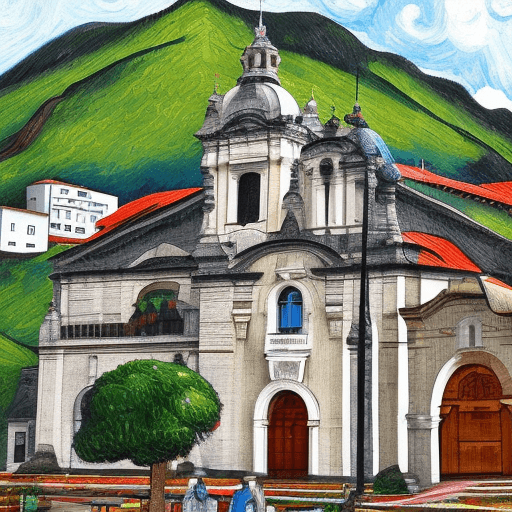 AI generated: La companias church in Quito as a Vincent van Gogh Paint

