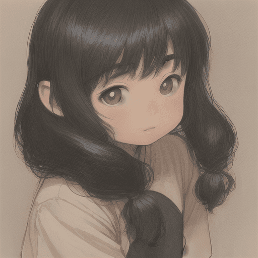 AI generated: portrait of asian little boy with curvy hair