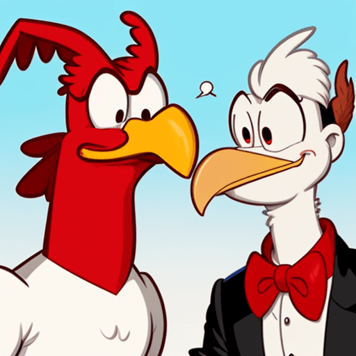 AI generated: Foghorn Leghorn is having a stern talking to Drake