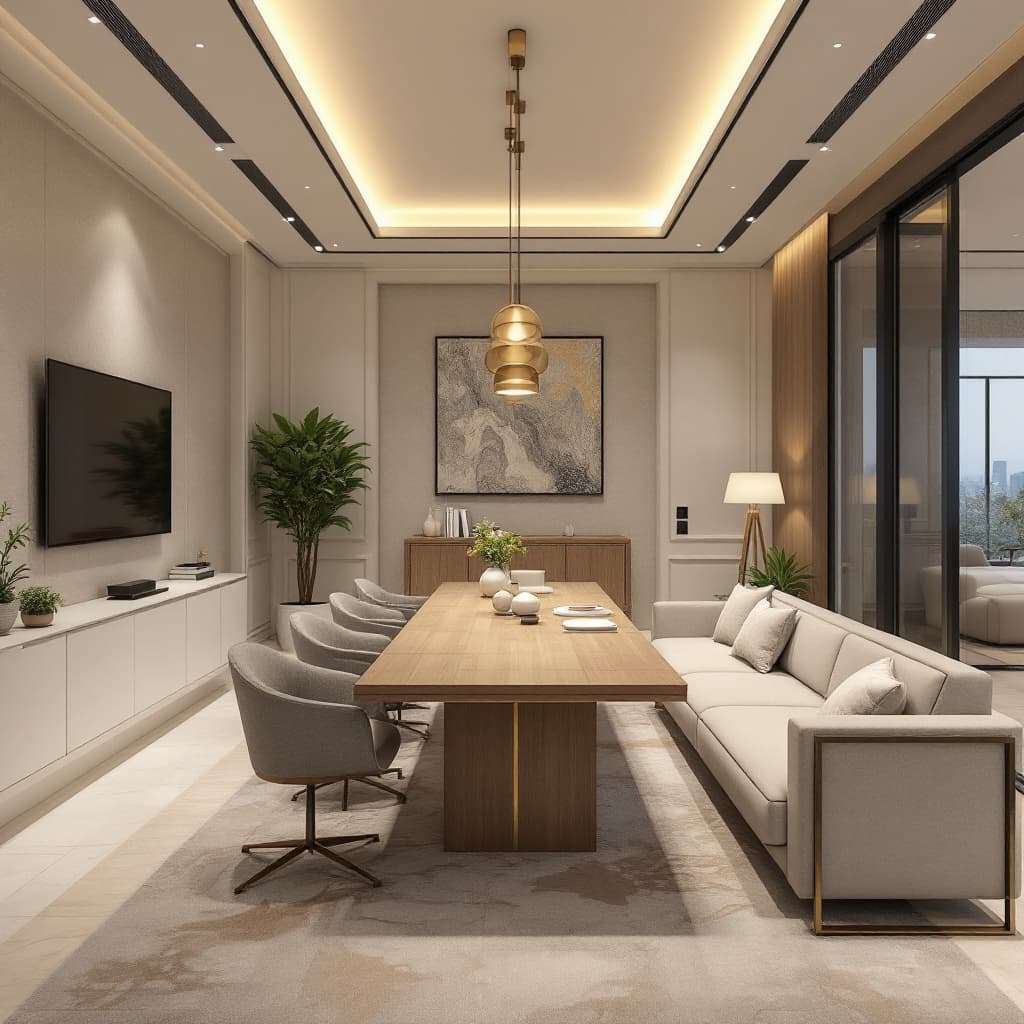 AI generated: Crie uma sala coorporativo de um escritório de advocacia. Esse escritório possue um design contempor...
