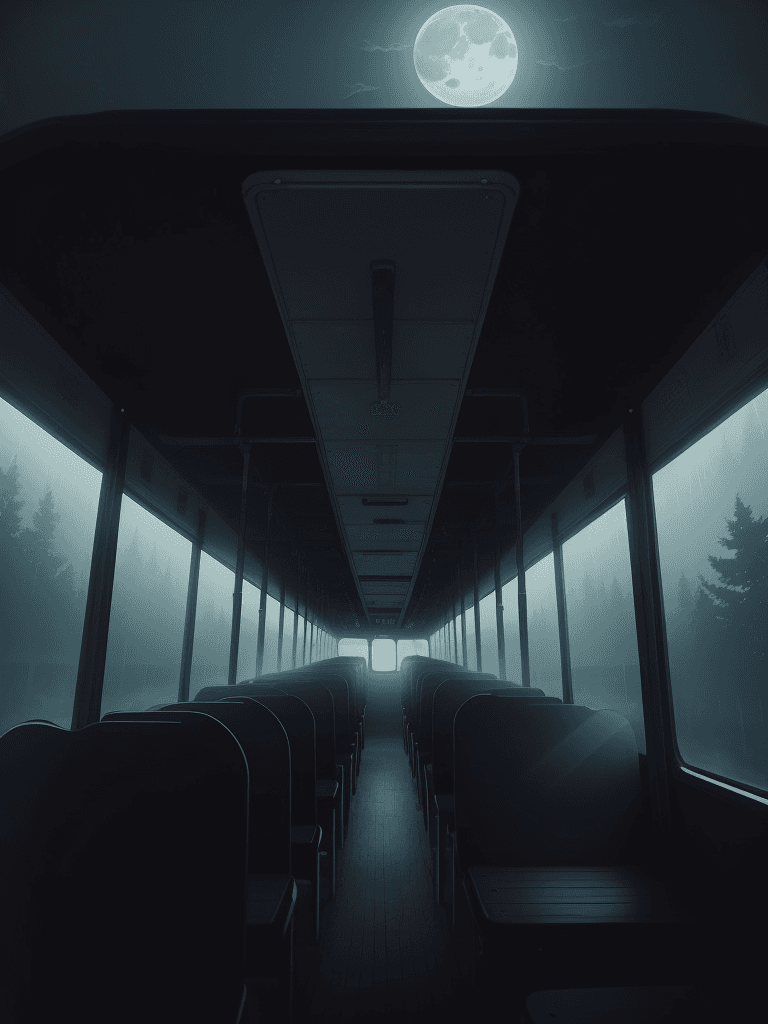 AI generated: passenger boarding black school bus at a distance, foggy, moonlight<lora:xl_more_art-full_v1:0.7> <l...