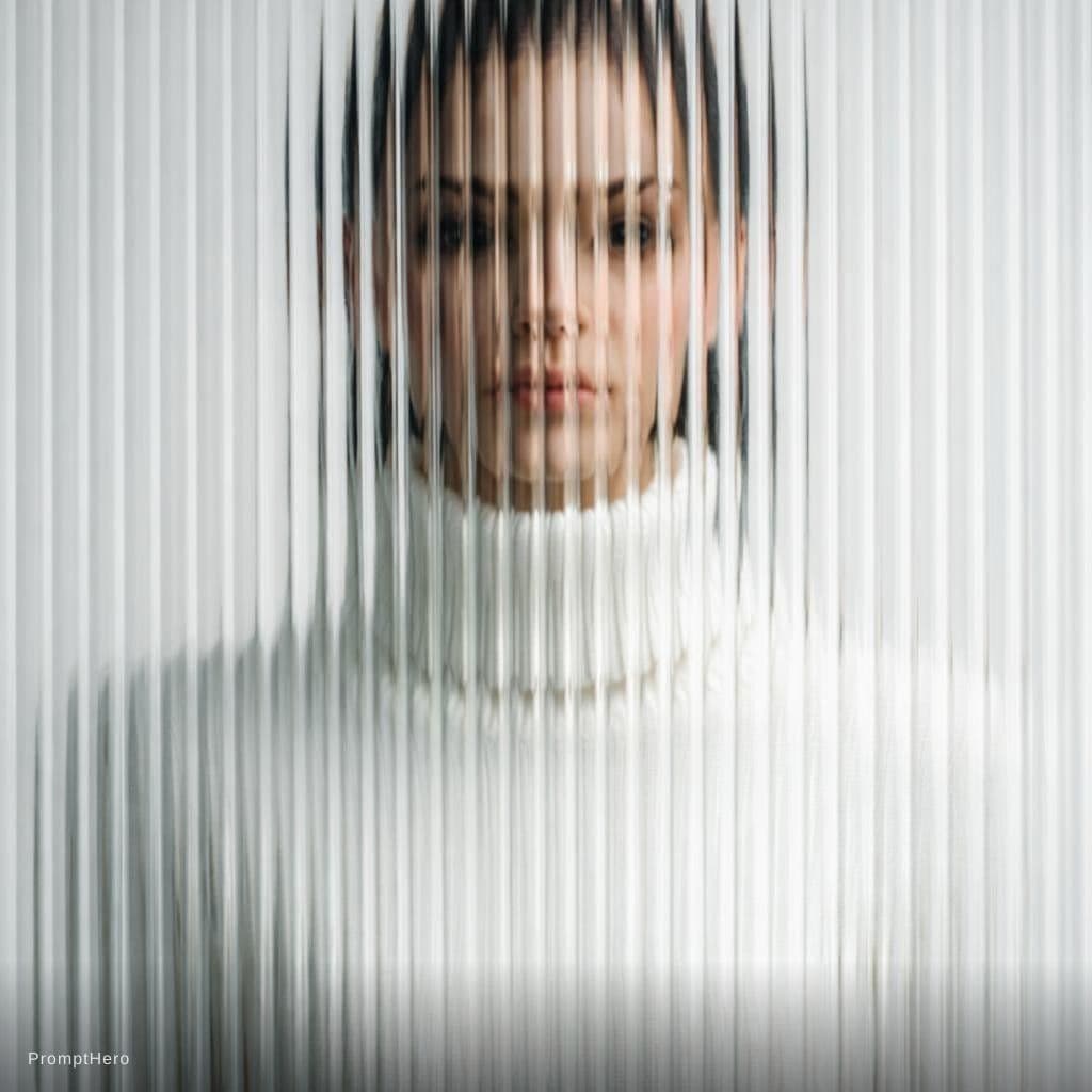 AI generated: high resolution photography, front central profile, woman facing front, gaze to front, wearing a whi...