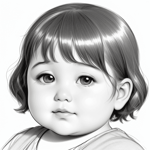 AI generated: sketch of a chubby child face, expressive line-work, in the style of beautiful portraits --ar 35:64 ...
