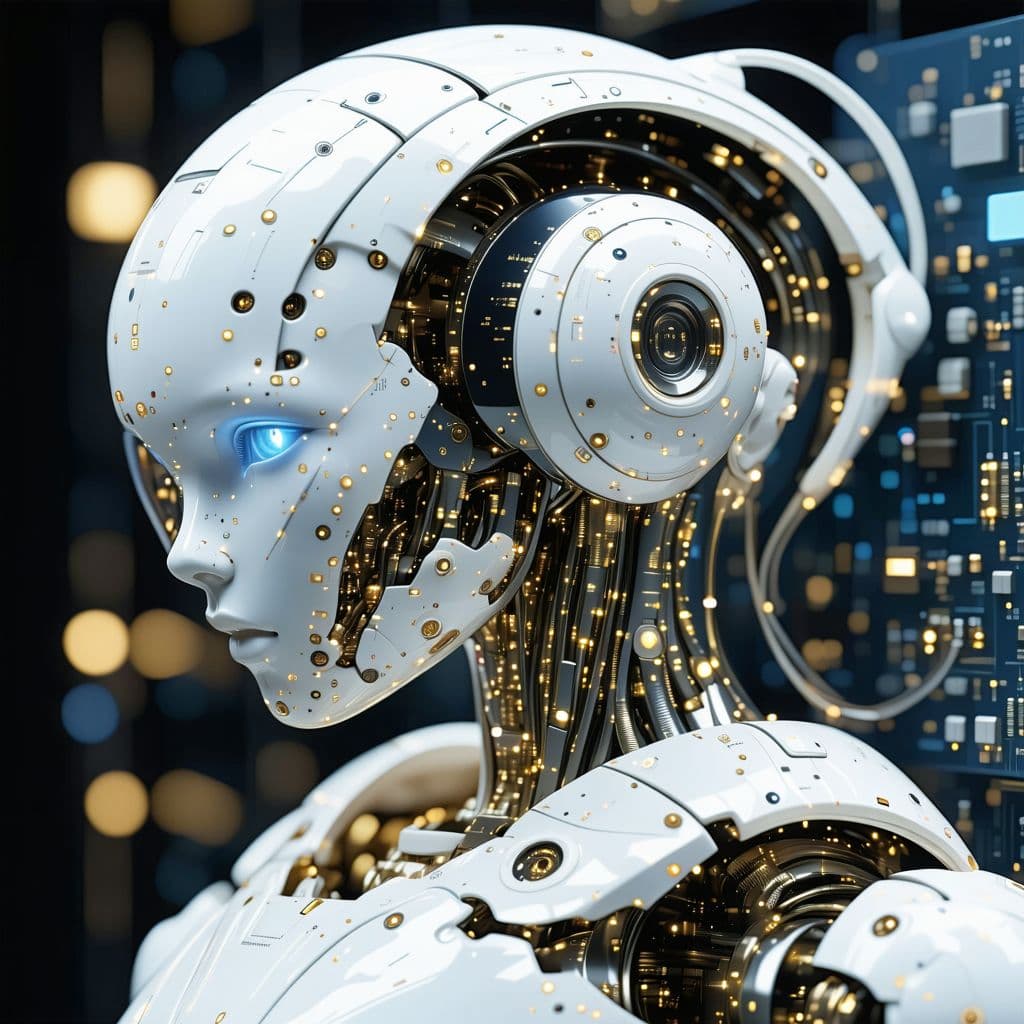 AI generated: An unbelievably intricate robotic humanoid, the pinnacle of artificial intelligence, a robotic shell...