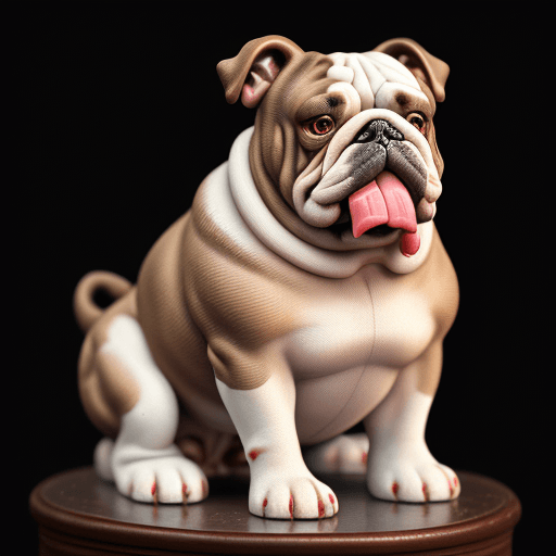 AI generated: Very realistic old bulldog, seated facing straight to the audience with sad looking , original color...