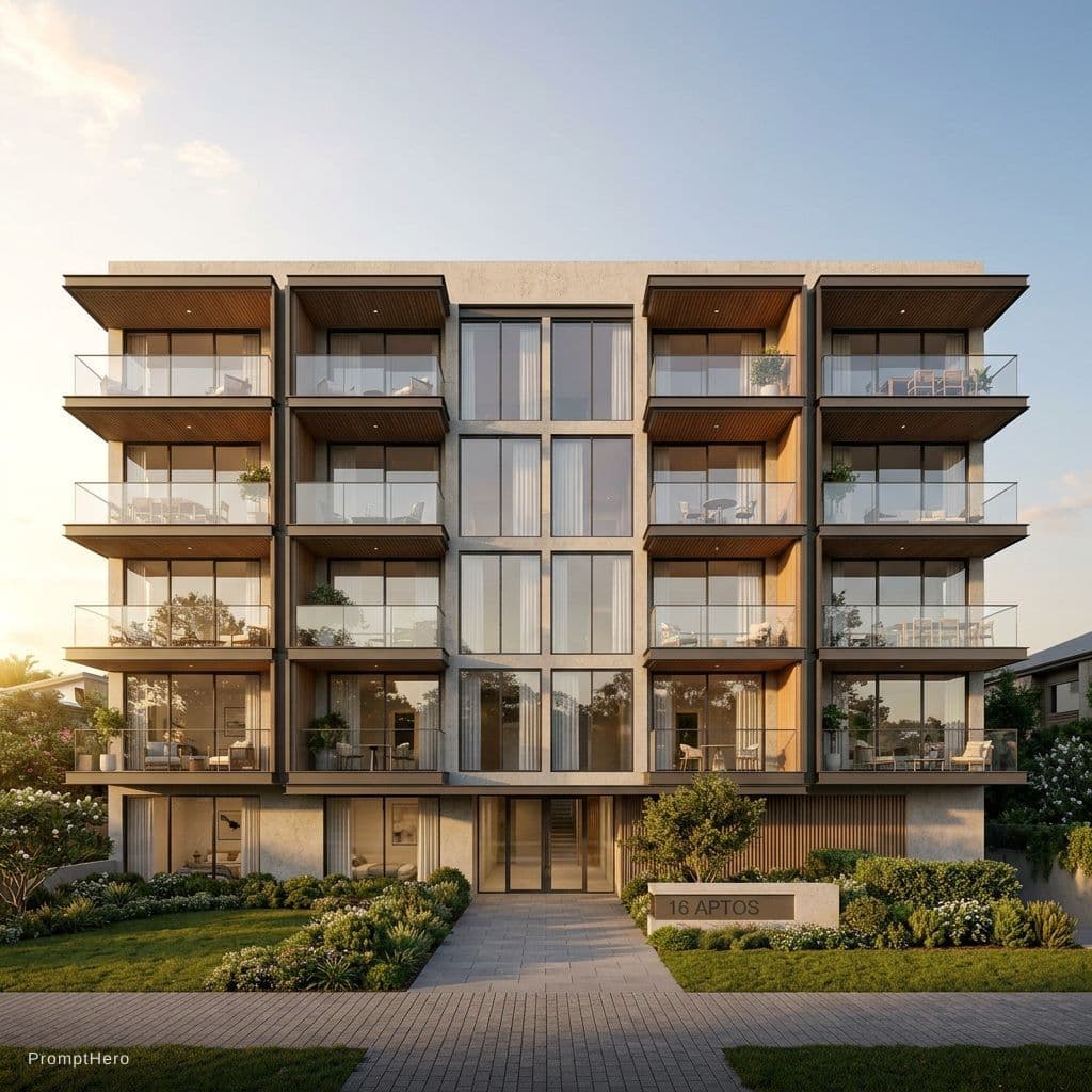 AI generated: CREAR UN VIDEO DE UN PROYECTO DE VIVIENDA DE 4 PISOS CON 16 APTOS
