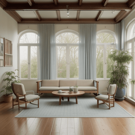 AI generated: High resolution photography interior design, dreamy sunken living room conversation pit, wooden floo...