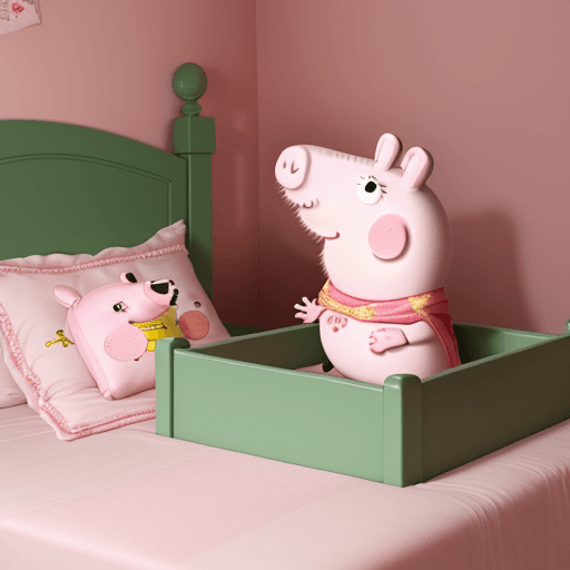 AI generated: peppa cayendose de la cama
