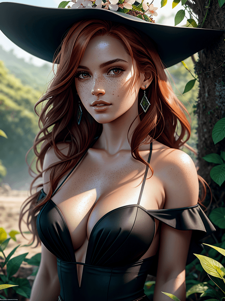 AI generated: [Bella Thorne|Eva Mendes|Tove Lo], a real perfect female anatomy of ginger, A place taken by nature ...
