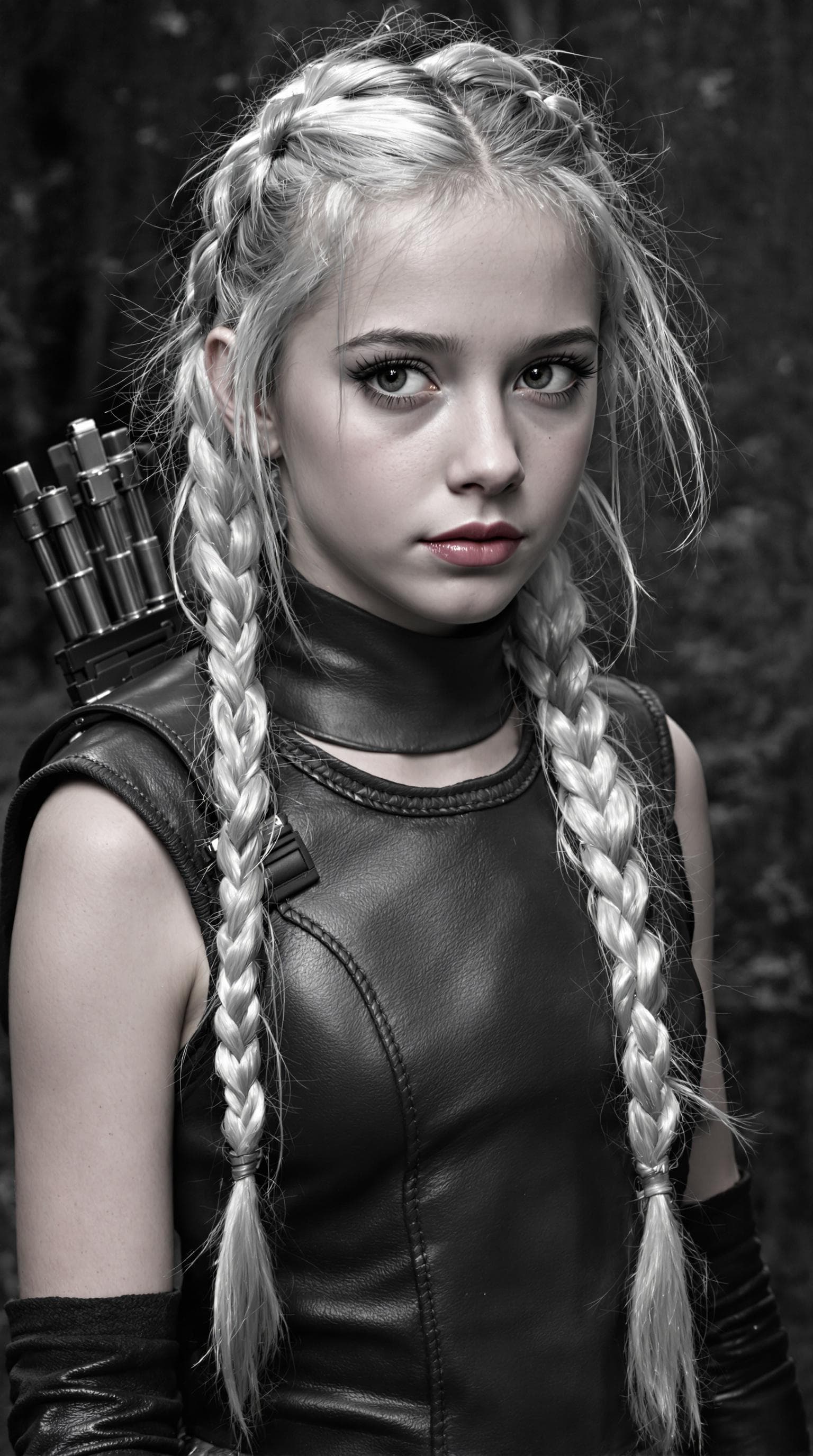 AI generated: professional black and white photo of the most beautiful girl in the world, (age 13),(highly detaile...