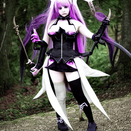 AI generated: anime girl with horns and a skull in her hand, shalltear from overlord, demon anime girl, anime mons...