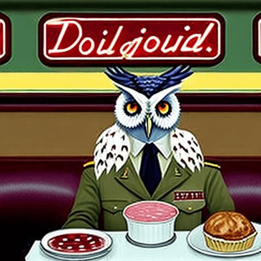 AI generated:  at the double R diner in twin peaks, (Major garland Briggs can be seen holding an irregular ominous...