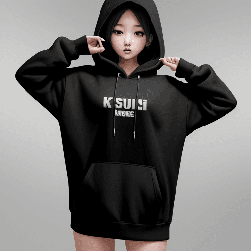 AI generated: Trends_hoodies_Korean_girls_black_background