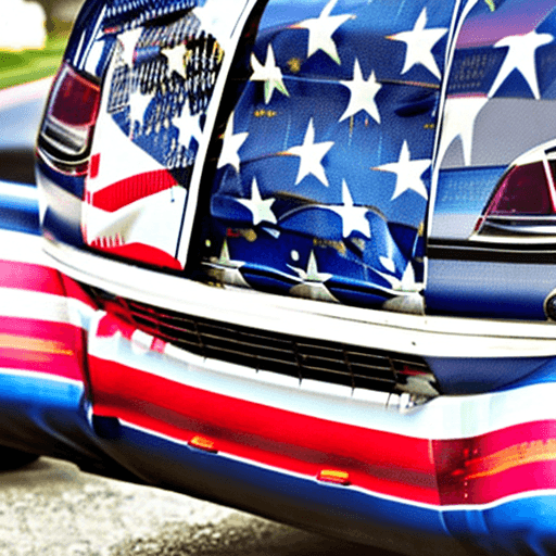 AI generated: Car wrapped in American Flag 