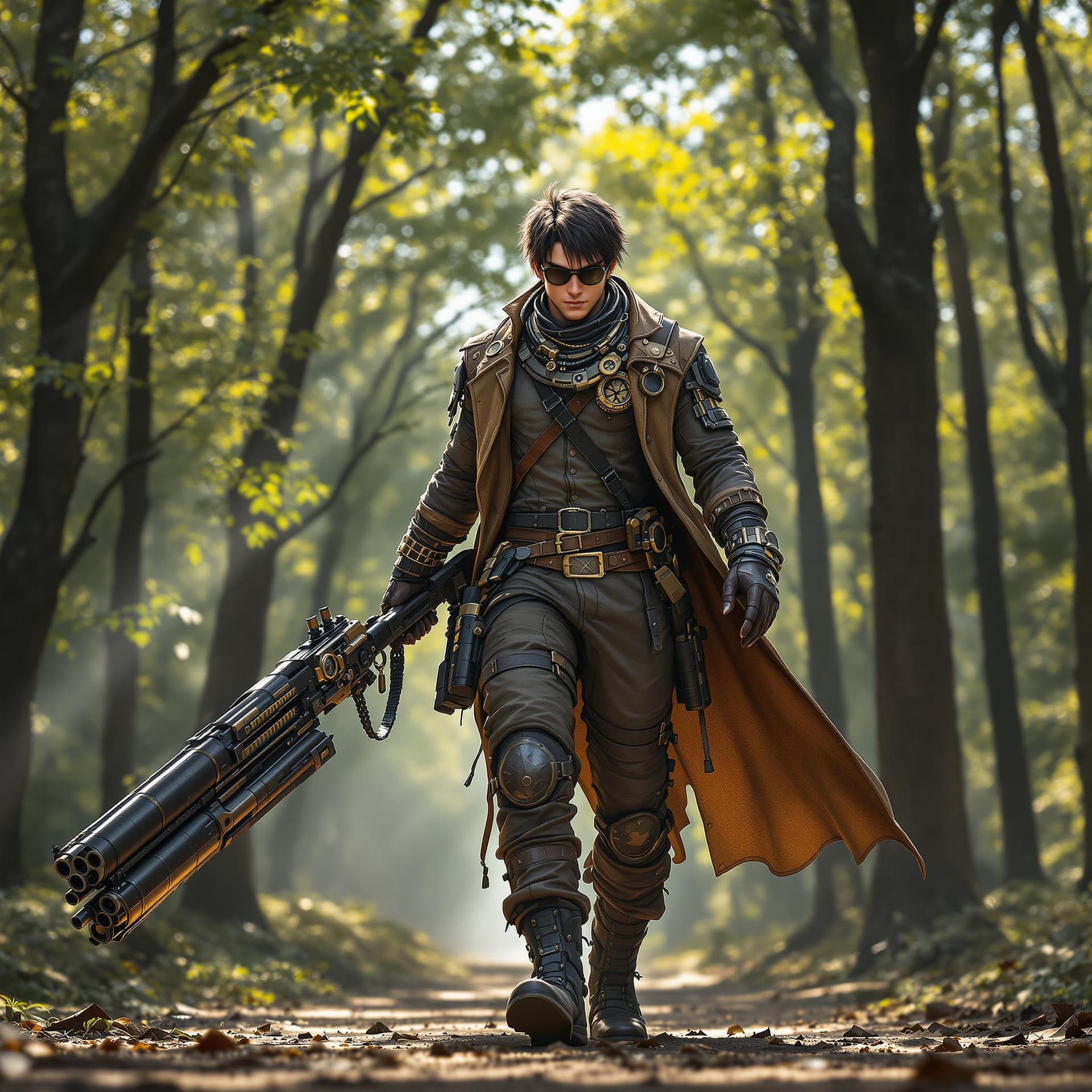 AI generated: a young male sharpshooter (zoom out full body, head to toe), inspired by Dante Sparda from Devil May...