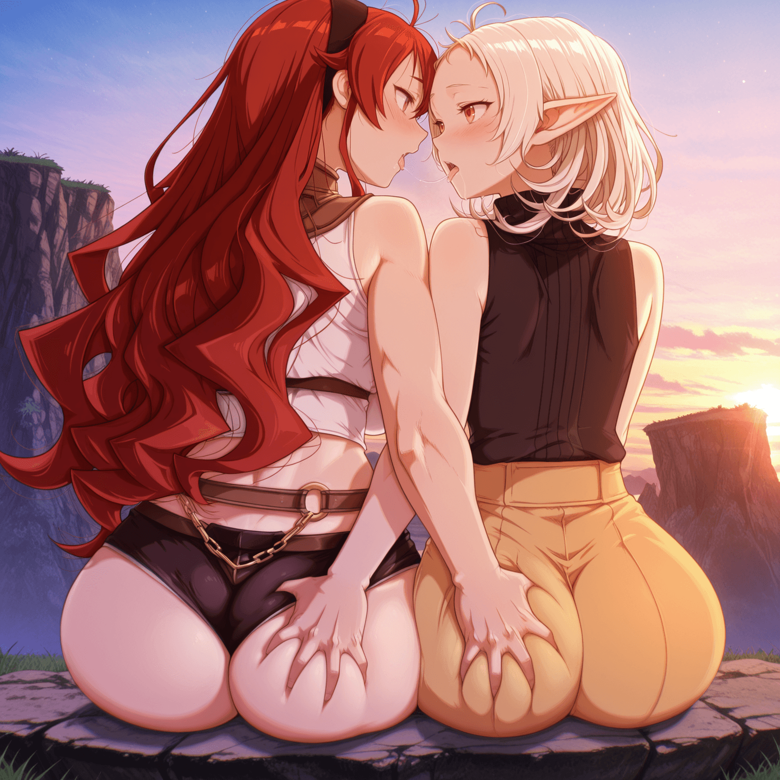 Mutual Ass Grab / Fingering