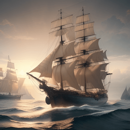 AI generated: Photo of a ultra realistic sailing ship, dramatic light, pale sunrise, cinematic lighting, battered,...
