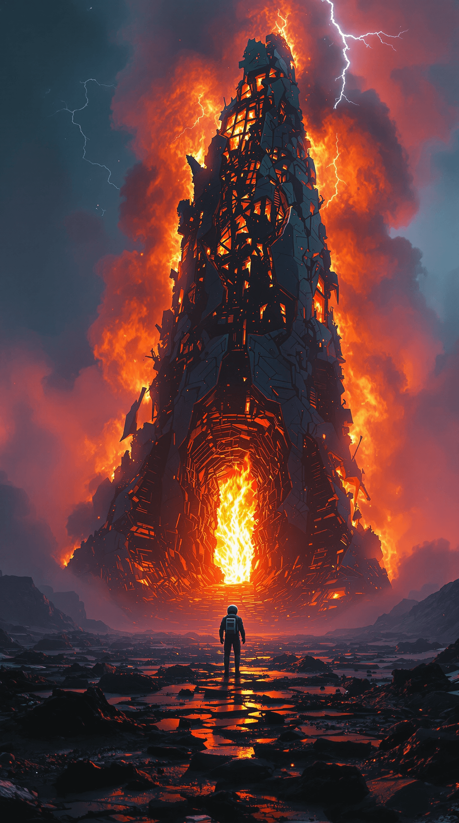AI generated: A **haunting, otherworldly scene** set on a **mysterious planet** shrouded in **dense, swirling colo...