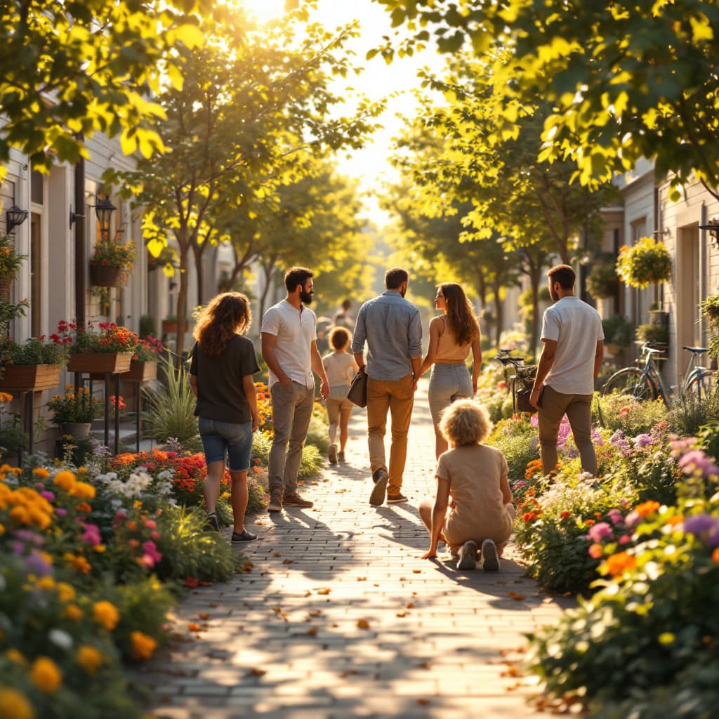 AI generated: A warm, photo-realistic image  people interacting  individuals of all backgrounds enjoying a beautif...