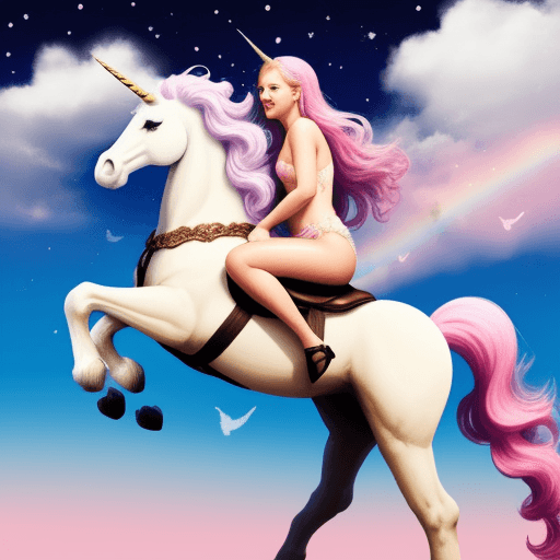 AI generated: Lovers riding on unicorns