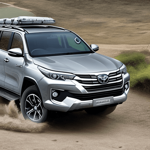 AI generated: adventurous view of a silver toyota fortuner