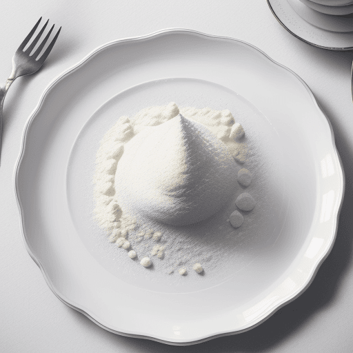 AI generated: white powder lie on a plate on the table professional colour grading, soft shadows, no contrast, cle...