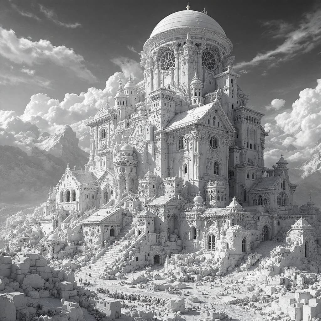 AI generated: black and white render 