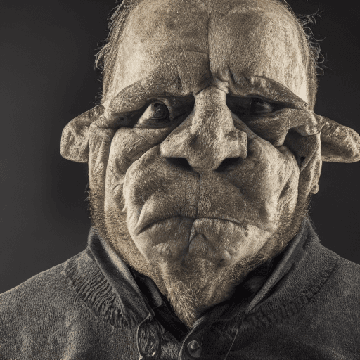 AI generated: foto de un hombre con cabeza de raton, fondo oscuro, 8k