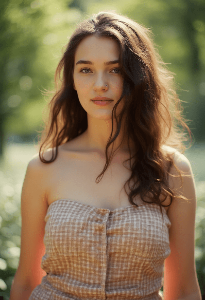 AI generated: Create a high-resolution, photorealistic portrait of a woman standing outdoors on what appears to be...