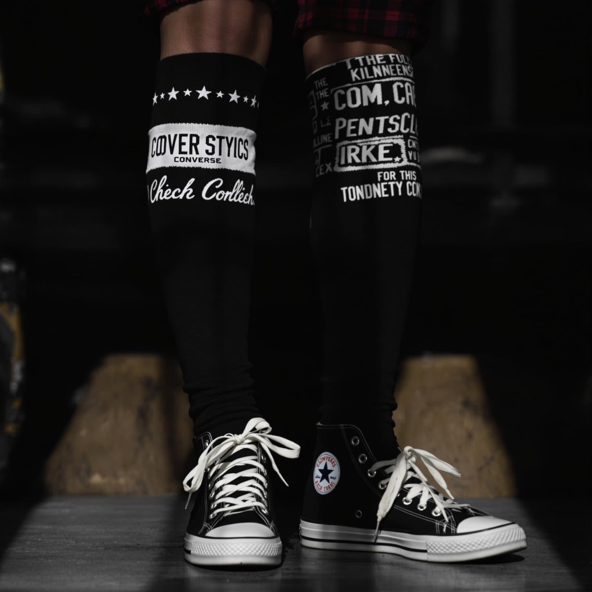 AI generated: Legs with Overknee Socks and Converse Sneakers 