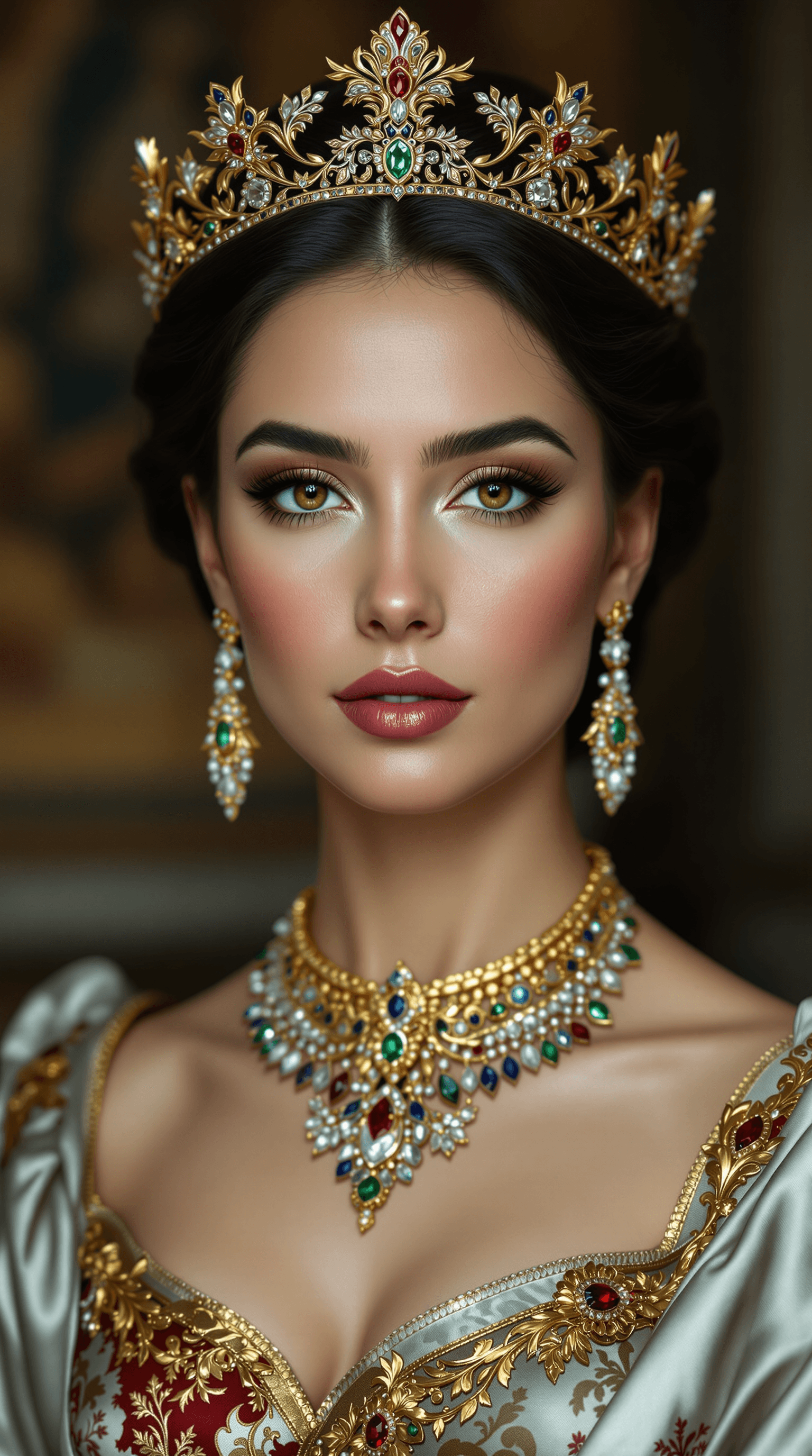 AI generated: A **stunningly beautiful queen**, captured in an **exquisitely detailed chest-up portrait**, exuding...