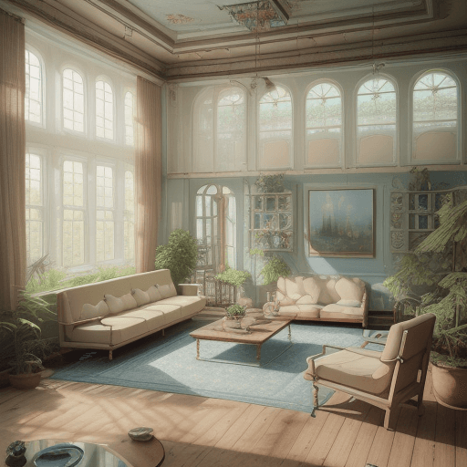 AI generated: High resolution photography interior design, dreamy sunken living room conversation pit, wooden floo...