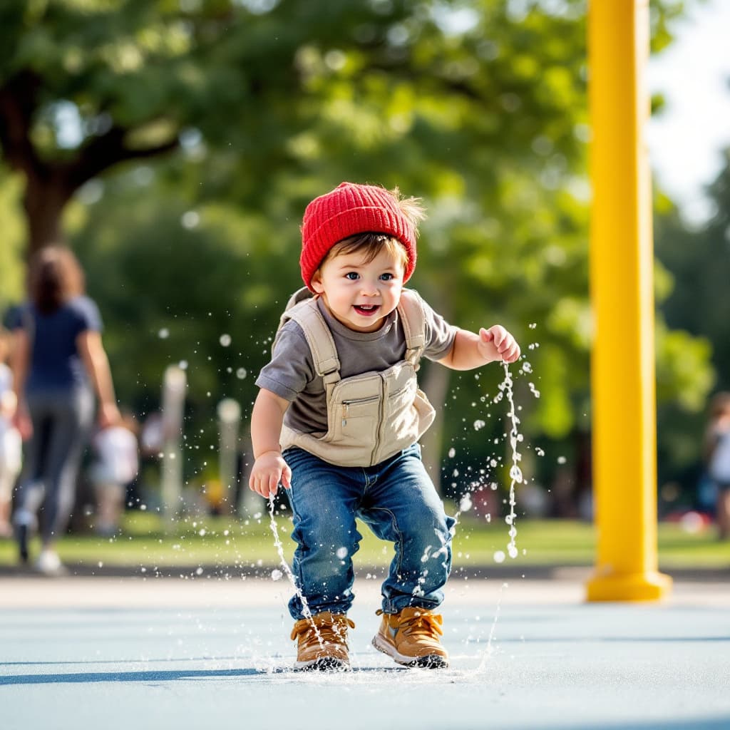 AI generated: Niño asiático de 5 años jugando en el parque