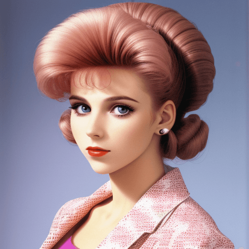 AI generated: high quality picture of a woman head and she has 80s hairstyle and fashion clothes on her, her head ...