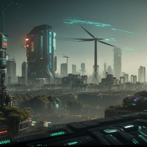 AI generated: Foreground icons of: Energy, war, Ecology, Economy, Health and Technology. Background is two possibl...