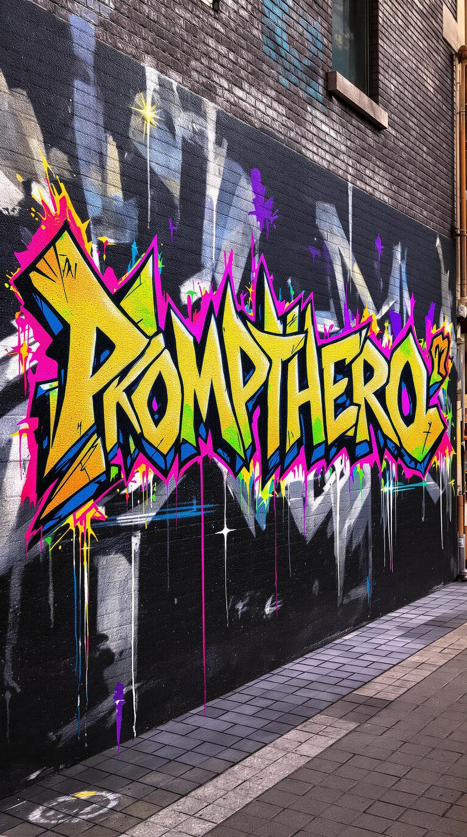 AI generated: “Wildstyle graffiti art of the word ‘[PROMPTHERO]’, complex interlocking letters, sharp angles, vibr...
