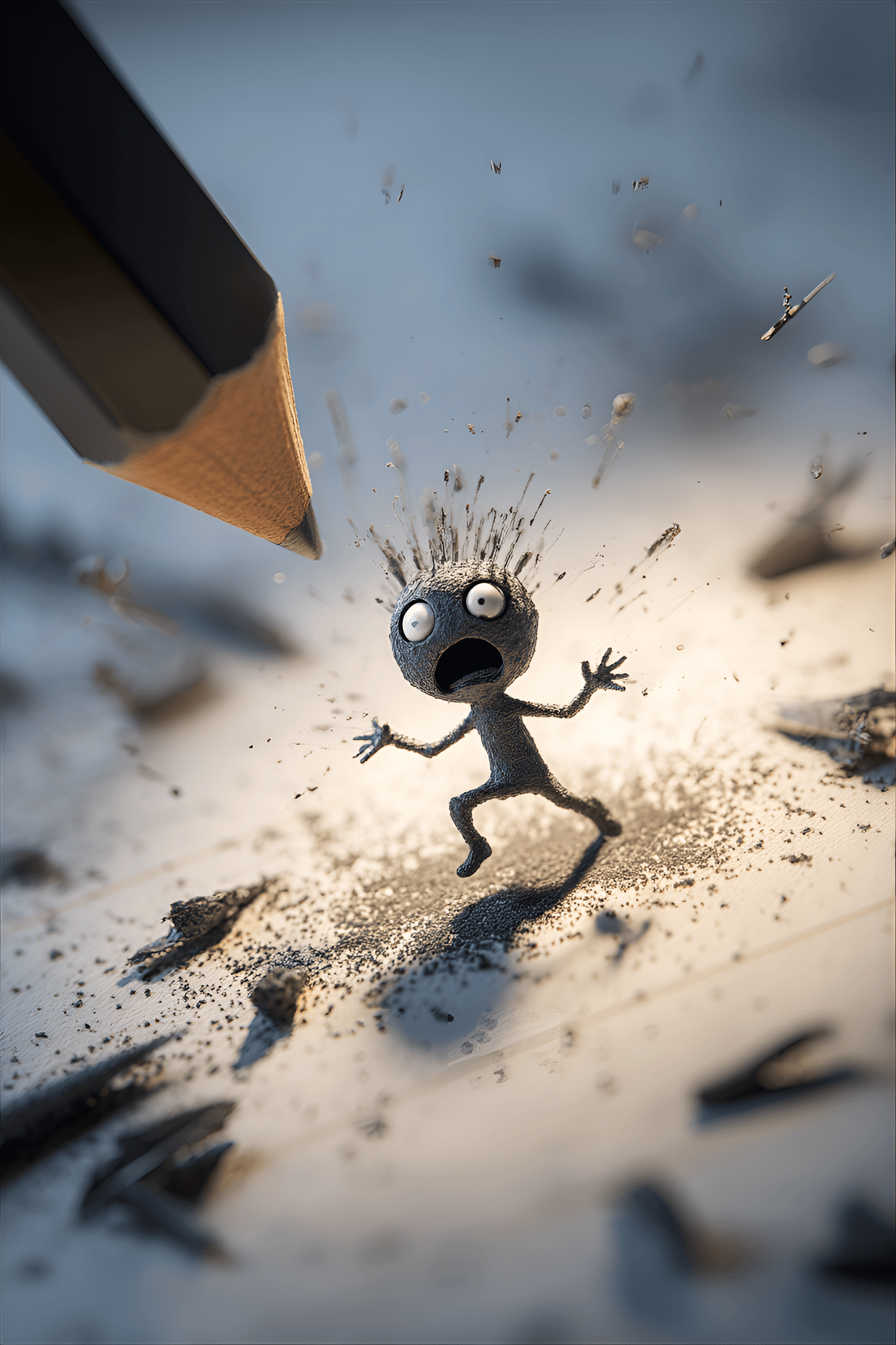 AI generated: stylized, cartoon illustration depicts a small, stick-figure child, rendered in pencil sketch style