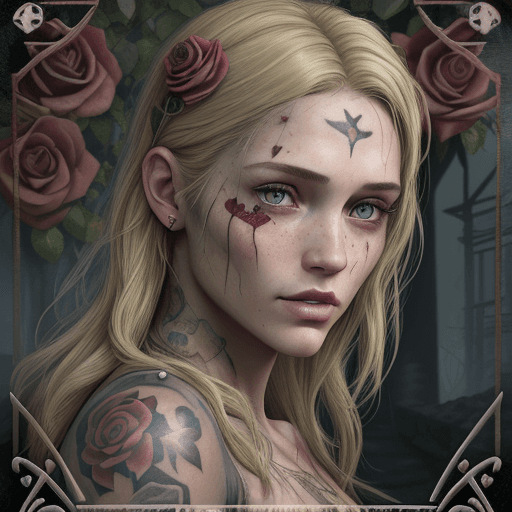 AI generated: Tarot card, Close up face shot of a beautiful woman looking at the camera, (((card title surrounded ...
