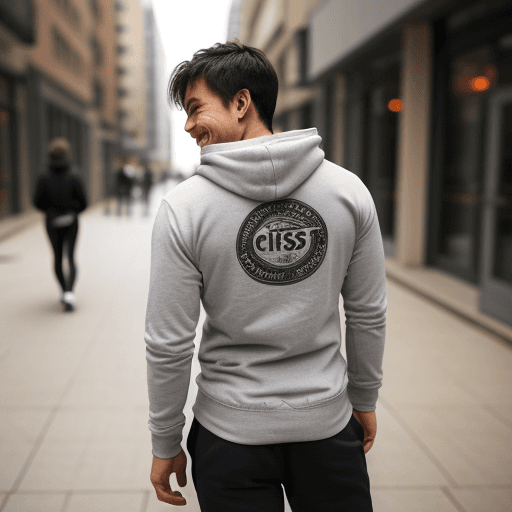 AI generated: photo of a beautiful men wearing casual shirt with a hoodie and leggings, city street, messy medium ...