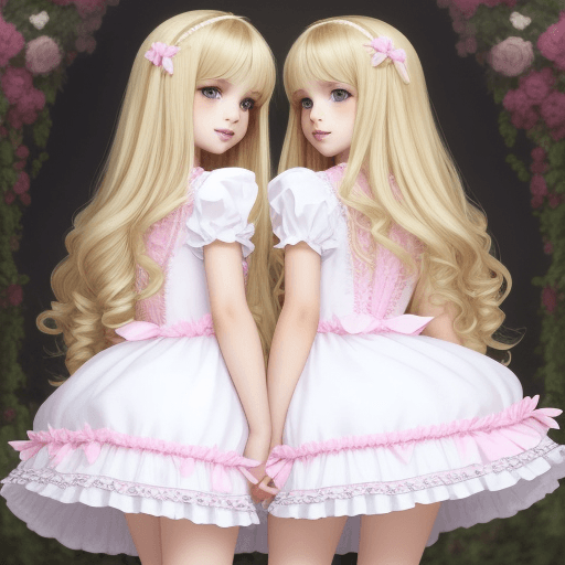 AI generated: pretty long haired blonde sissy boys in frilly short dresses