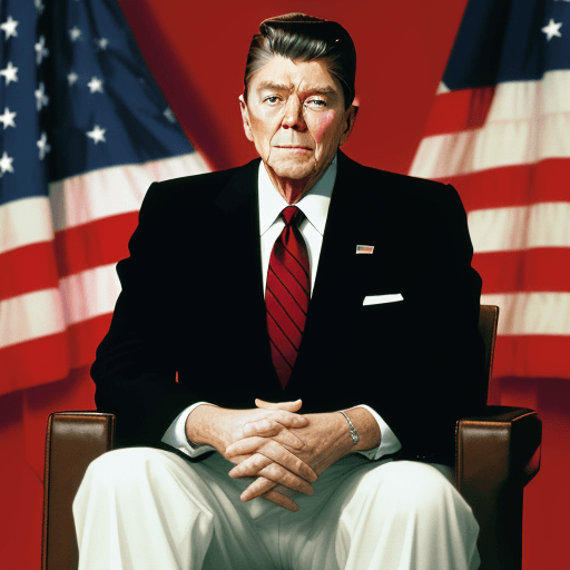 AI generated: President Ronald Reagan sitting on the big gipper