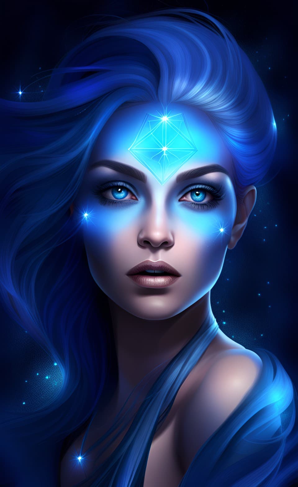 AI generated: An ethereal female being portrait, makeup, smooth, mesmerizing otherworldly beauty and enigmatic cha...